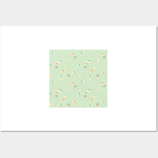 Scattered Dots Minimalist Geometric Pattern - Cute Pastel Mint Posters and Art